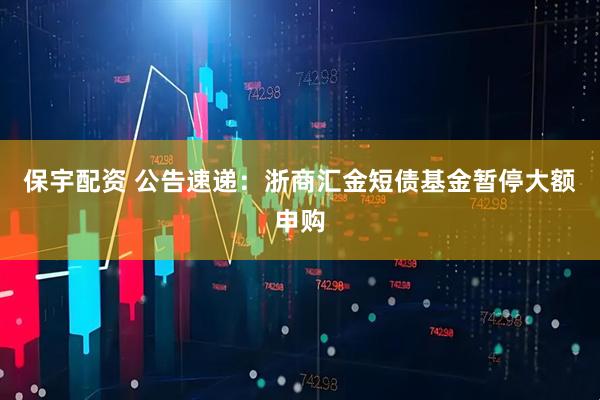 保宇配资 公告速递：浙商汇金短债基金暂停大额申购